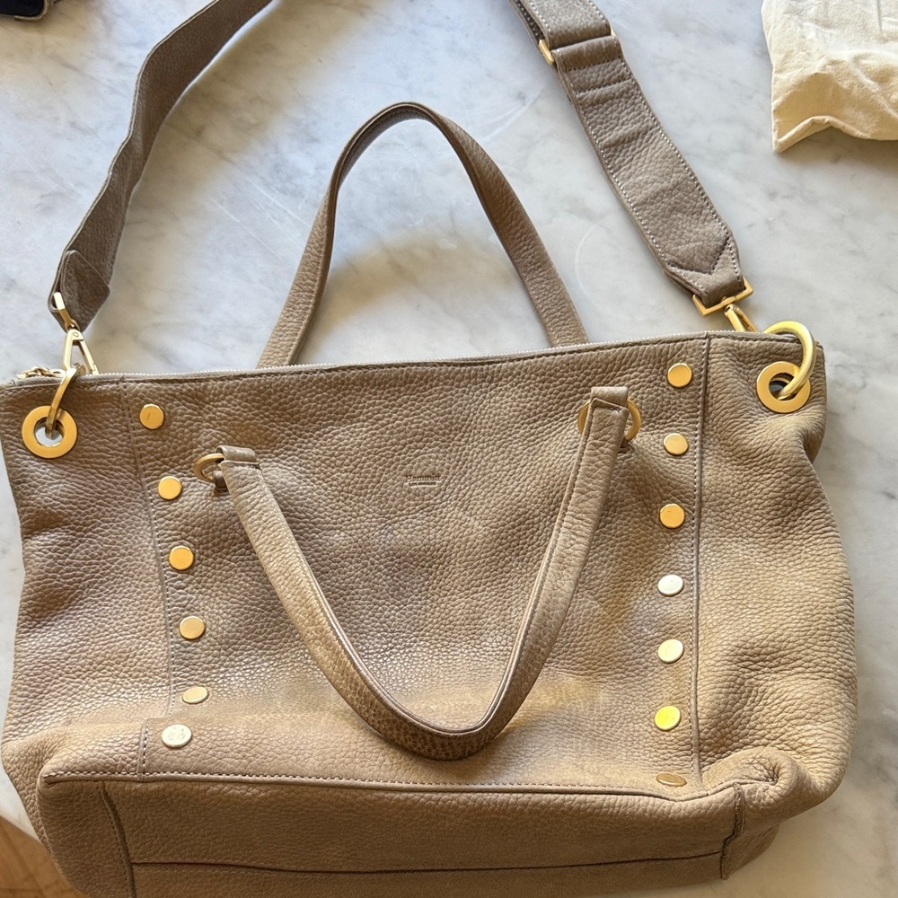 Hammitt Daniel Large Taupe Leather Tote with Gold Accents